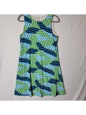 Anne Klein fit & Flare Sleeveless Dress Womens Sz 6 Knee Length Blue/Green Y2K